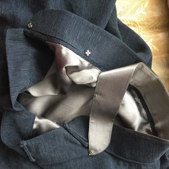 Men Contrasting Trim Pure Silk Kung Fu Jacket XXL - Picture 6 of 6